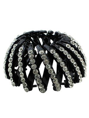 Wholesale Crystal Jaw Claw Clamp- Black With Silver Diamonds