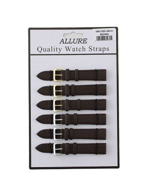 Wholesale Allure Brown Leather Watch Strap - Gold and Silver Buckles - 18mm
