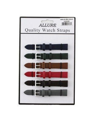 Wholesale Allure Leather Watch Straps - Dark Asst. Colours - 16mm