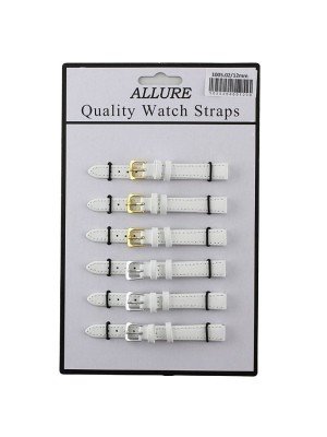 Wholesale Allure Plain Leather Watch Straps - White - 12mm