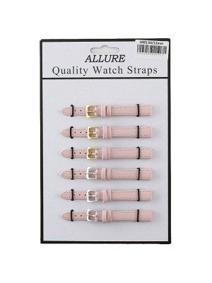 Wholesale Allure Plain Leather Watch Straps - Pink - 12mm Wholesale