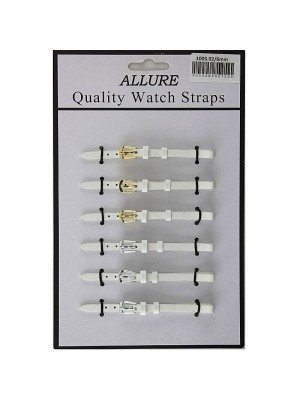 Wholesale Allure Plain Leather Watch Straps - White - 6mm Wholesale