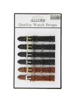 Allure Premium Ostrich Croc Grain Watch Straps - Tan/Black - 18mm