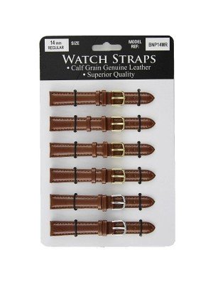 Calf Grain Padded Watch Straps-Light Brown-14mm