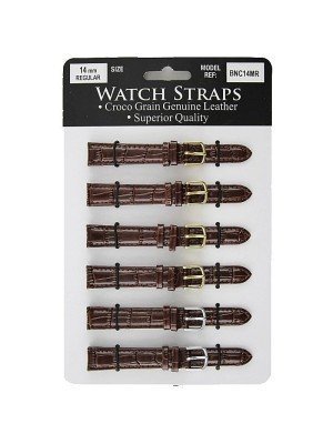 Calf Grain Brown Croc Leather Watch Straps - Asst. Buckles - 14mm