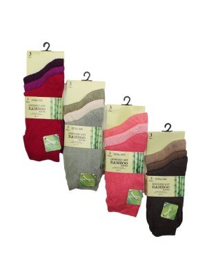Ladies Luxuriously Soft Dark Bamboo Socks (3 Pair Pack) - Asst.