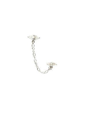 Sterling Silver Double Marquis Stud With Chain