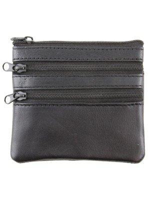 Wholesale Genuine Leather 4 Compartments Coin Purse- Black 