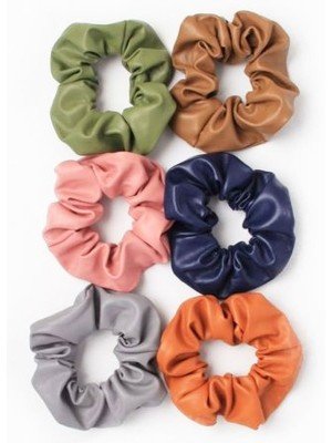 Vegan Leather Fabric Scrunchies - Assorted Colours(11cm)