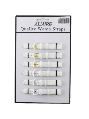 Wholesale Allure Plain Leather Watch Straps - White - 14mm
