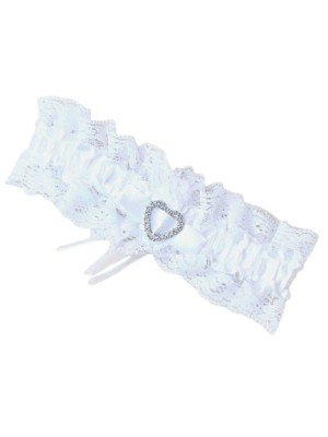 Wholesale White Ribbon Garter With Heart 