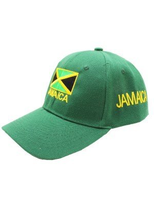 Wholesale 6 Panel Embroidered Baseball Cap Jamaica - Green