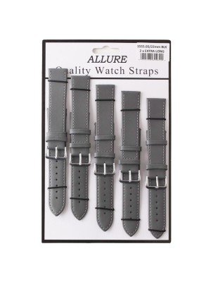 Wholesale Allure Plain Leather Watch Straps Grey - 22mm