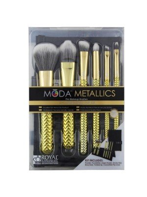  Wholesale Chique Royal Moda Metallics 7pc Total Face Flip Brushes Kit Gold