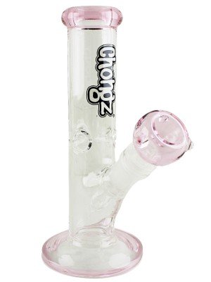 Wholesale Chongz “Bozo" Glass W-Pipe With Pink Accents (25 cm) 
