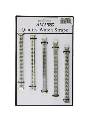 Allure Silver Metal Expander Watch Straps - Asst. Designs - 10mm