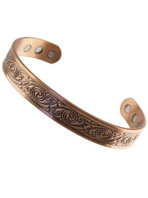 wholesale Magnetic Copper Bangle - Swirl Design (L)