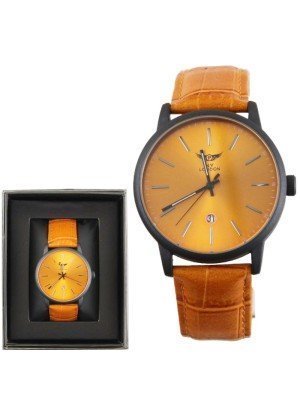 Wholesale Men's NY London Leather Strap Watch Gun & Orange