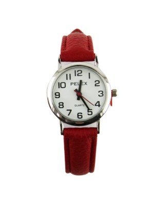 Wholesale Pelex Ladies Round Leather Strap Watch - Red 