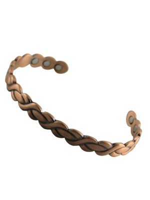 Wholesale Magnetic Copper Bangle - Braided Design (One Size) 