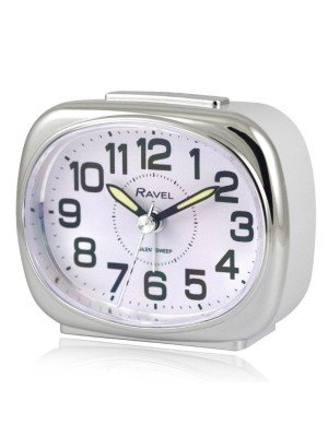 Wholesale Small Quartz Alarm Clock- White / Silver