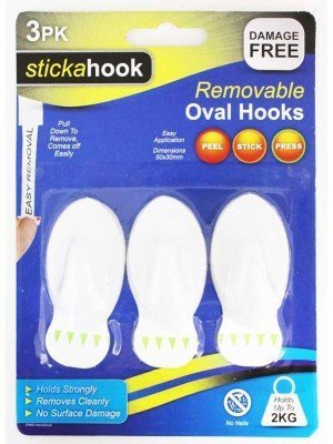 Stickahook Self Adhesive Removable Oval Hooks