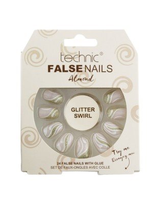 Wholesale Technic False Nails Almond - Glitter Swirl 