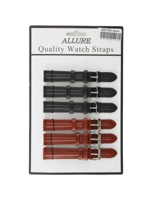 Allure Premium Single Ribbed Quality Straps Brown/Black - 18mm