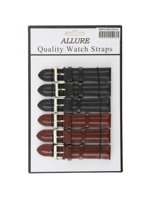 Allure Premium Single Ribbed Quality Straps Brown/Black - 22mm