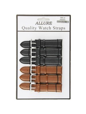 Allure Premium Padded Leather Watch Straps - Asst 22mm