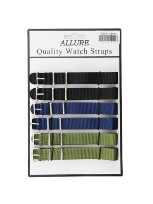 Wholesale Allure Nato Replacement Nylon Watch Straps - Asst. Colours - 18mm