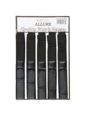 Wholesale Allure Black Velcro Watch Straps - 20mm