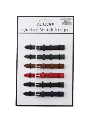 wholesale Allure Leather Watch Straps - Dark Asst. Colours - 12mm
