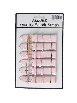 Wholesale Allure Plain Leather Watch Straps - Pink - 22mm Wholesale
