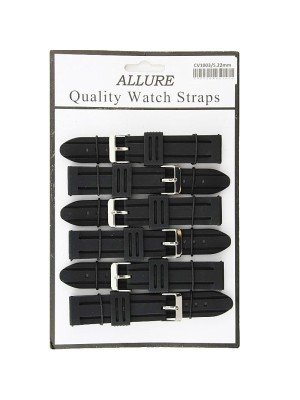 Wholesale Allure Divers Replacement Silicone Watch Straps-Black 22mm