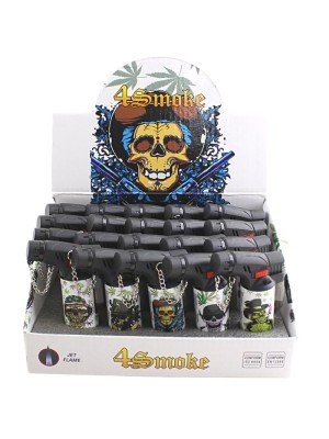 Wholesale 4Smk Skull Design Jet Flame Lighters - Assorted