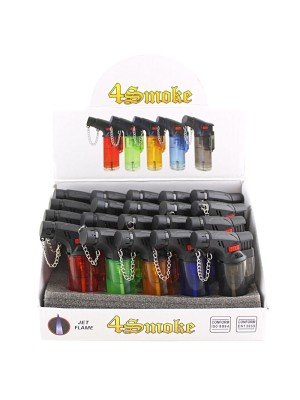 Wholesale 4SMK Transparent Coloured Jet Flame Lighters - Assorted