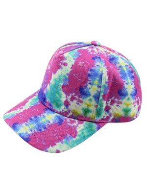 Wholesale Adults 6 Panel Tie-Dye Baseball Cap - Pink