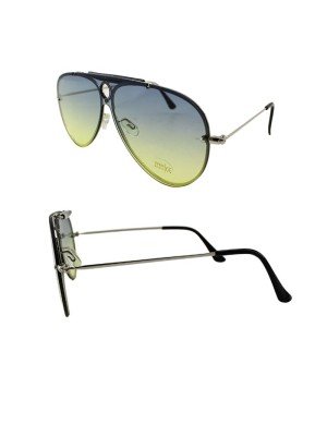 Wholesale Adults Aviator Silver Frame Green Lens Sunglasses 