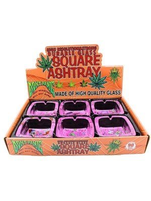 Wholesale Baked Bunny Premium Square Glass Ashtray - Assorted 