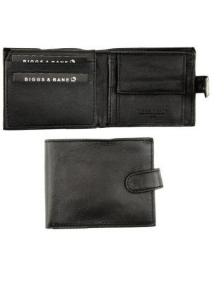 Wholesale Biggs & Bane Men's RFID Leather Wallet With Stud Closure Button - Black