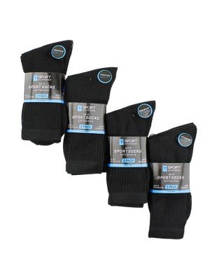 Wholesale Boys Activewear Cotton Rich Sports Socks (3 Pack) - Black