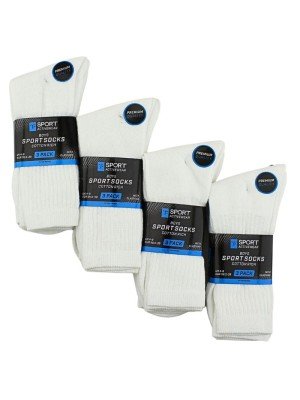 Wholesale Boys Activewear Cotton Rich Sports Socks (3 Pack) -  White 4-6