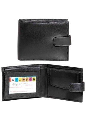 Wholesale Leather Bifold RFID Wallet With Stud Closure - Black 