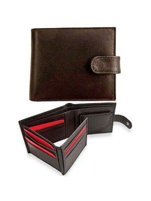 Wholesale  Leather RFID Trifold Wallet With Stud Closure - Brown