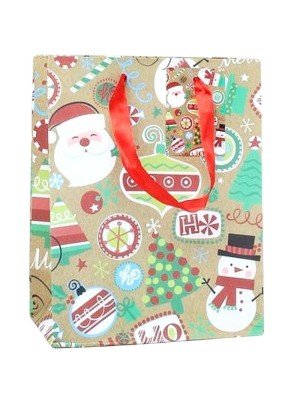 Wholesale Christmas Matte Finish Motif Gift Bag - Medium