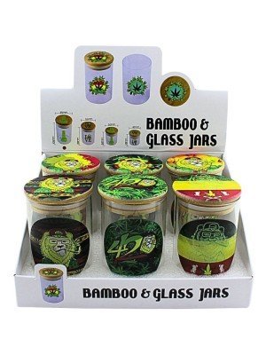 Wholesale Clear Bamboo & Glass Jars (108 x 65mm) 