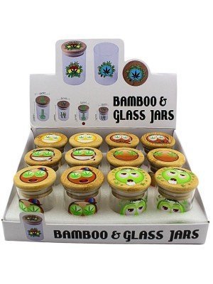 Wholesale Clear Bamboo & Glass Jars (68 x 50mm) 