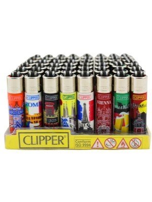 Wholesale Clipper Jet Flame Lighters ''Cities'' Design - Assorted