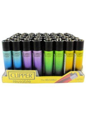 Wholesale Clipper Reusable Lighters 'Black Triple Gradent' Design - Assorted 